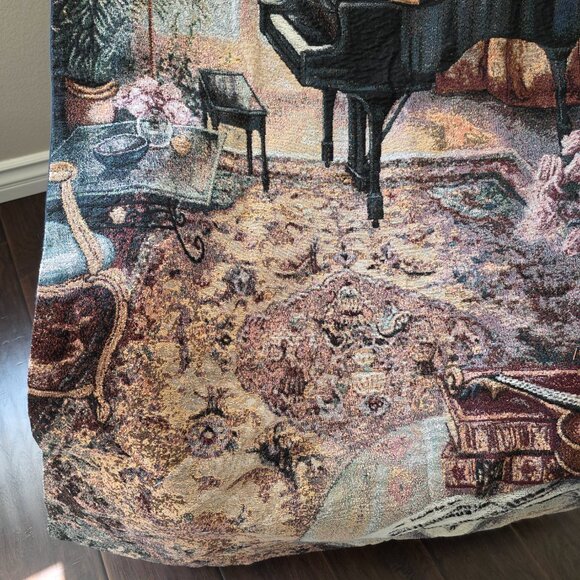 NEW Lena Liu Music Room Grand Piano Violin Tapestry Large Wall Hanging 59x37 USA - Picture 3 of 6